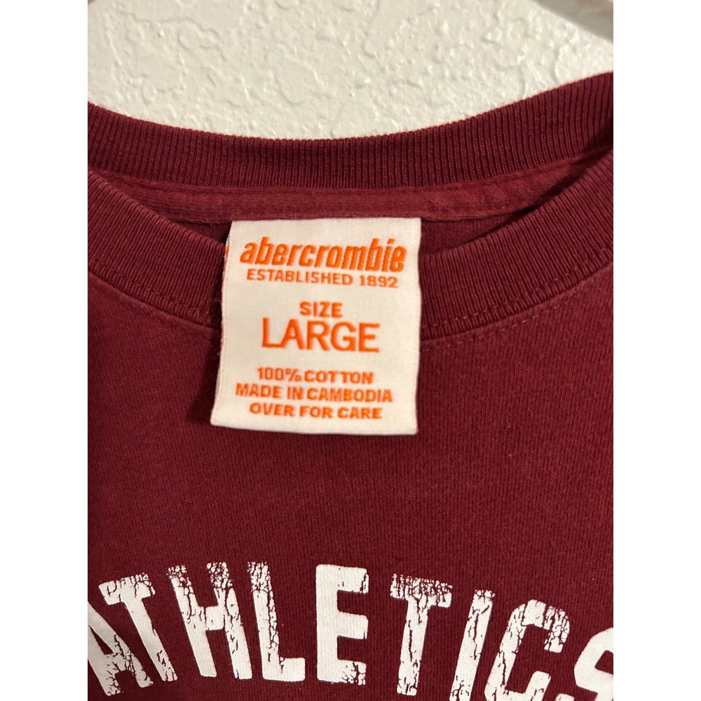 Abercrombie Kids Athletics Department Long Sleeve Graphic Tee Maroon Red Large - Picture 3 of 5